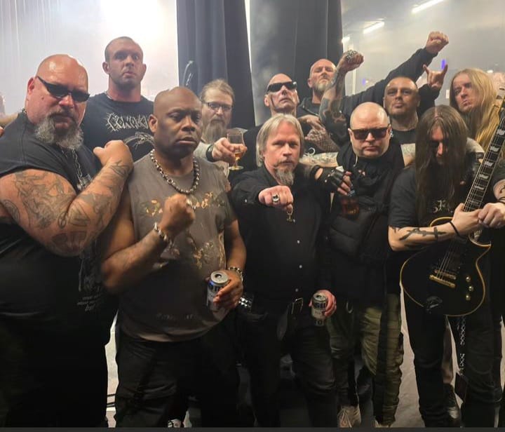 Diocletian, with members of Blasphemy, Beherit and Witchcraft. Osaka, Japan.